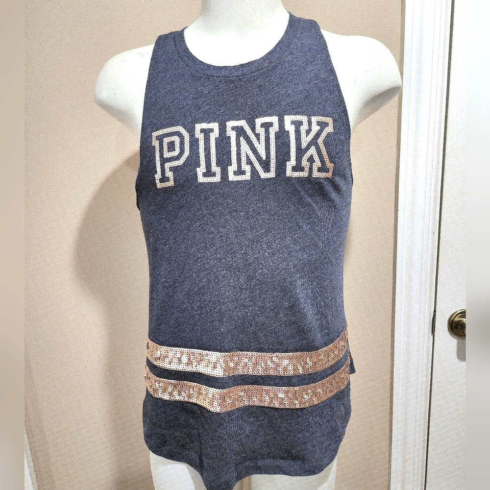 Victoria's Secret PINK Sequined Muscle Tank Top Size Medium